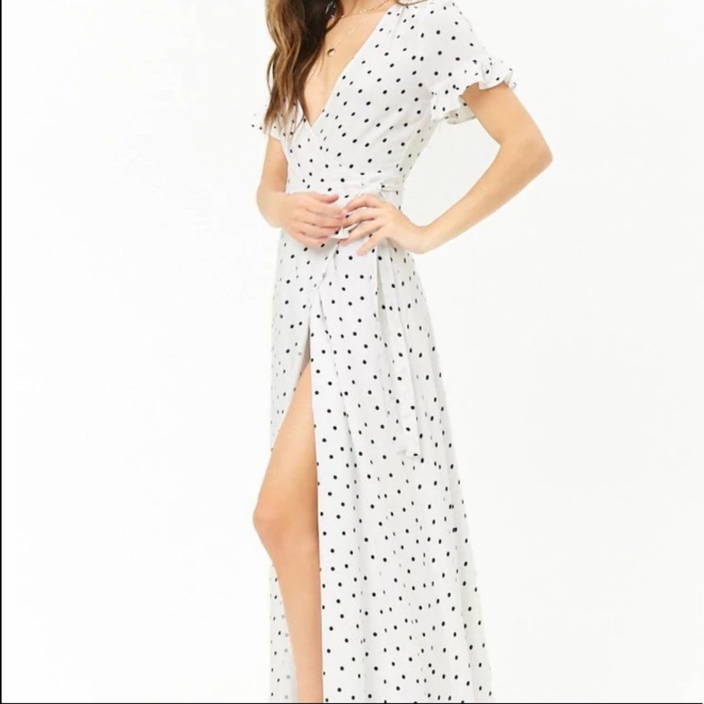 Forever 21 White Polka Dot Maxi Dress